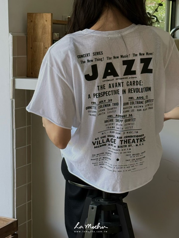 不修邊JAZZ字母上衣